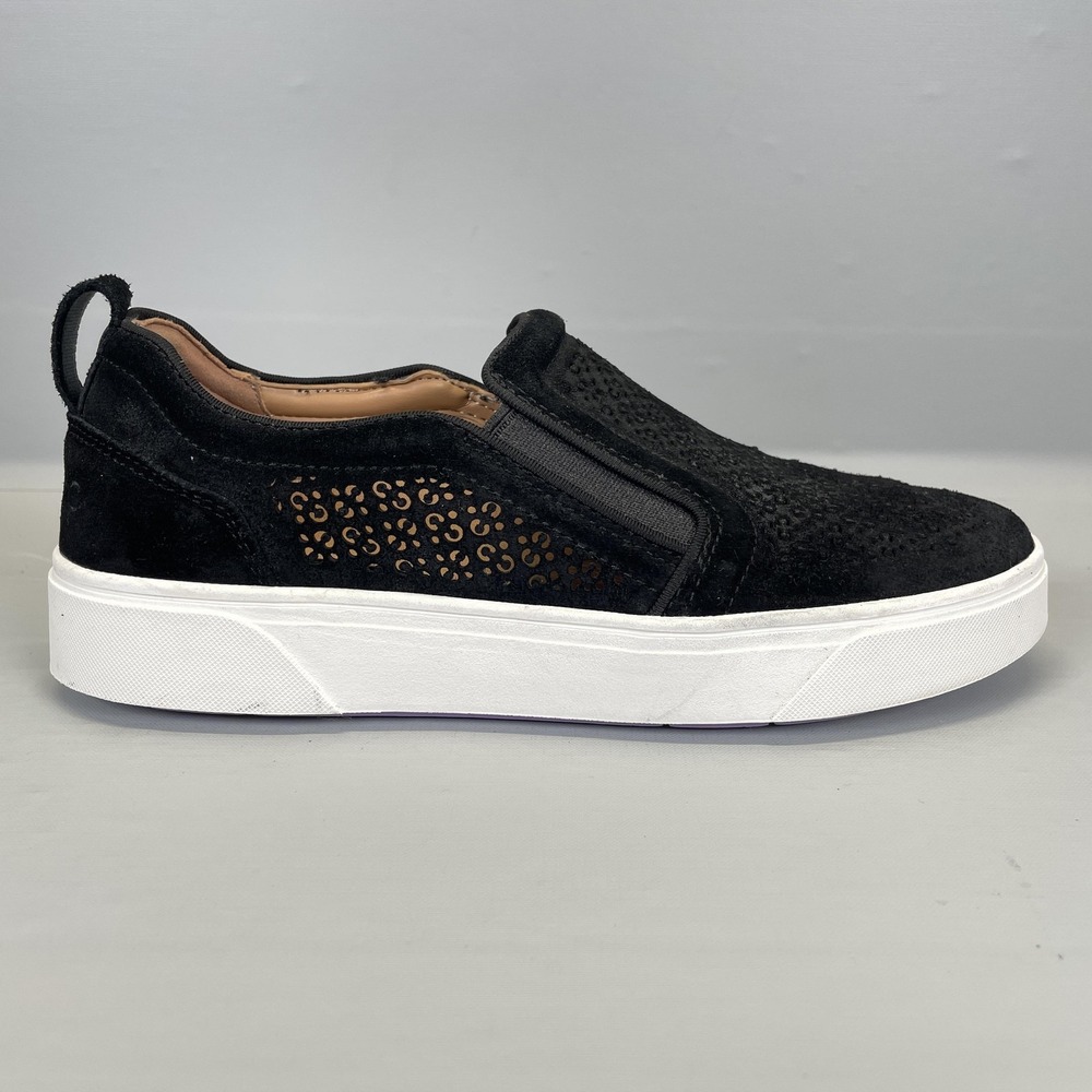 Vionic Kimmie Perf Shoes Womens Size‎ 6.5 Black Suede Slip On Platform Sneakers